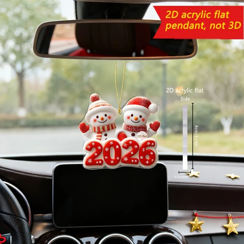 

1 шт. 2026 Рождественский снеговик акриловое украшение автомобиля, праздничная атмосфера, выбор подарка для украшения автомобиля, D креативный привлекательный предмет