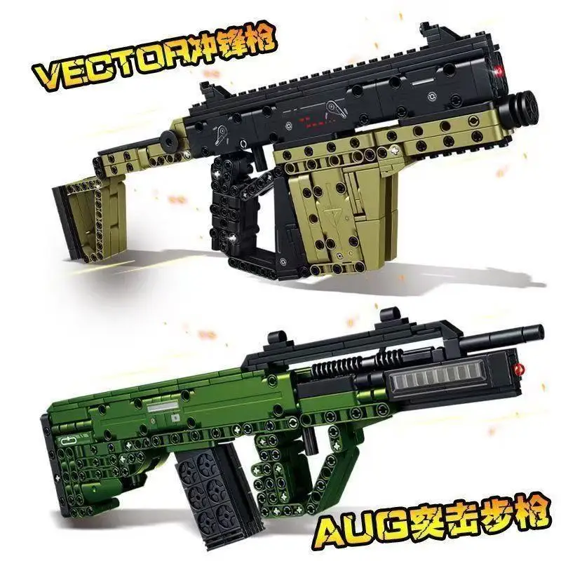 Kit Educativo de Construcción Delta Building Gun - Réplica de Rifle de Asalto AUG y Subfusil Victor - Juguete de Construcción para Regalo