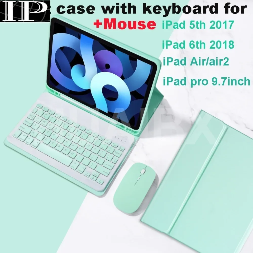 

Подходит для iPad (2017/2018) IPad Air/Air2 Ipad Pro 9,7-дюймовый чехол для планшета + съемная Bluetooth-клавиатура + беспроводная мышь