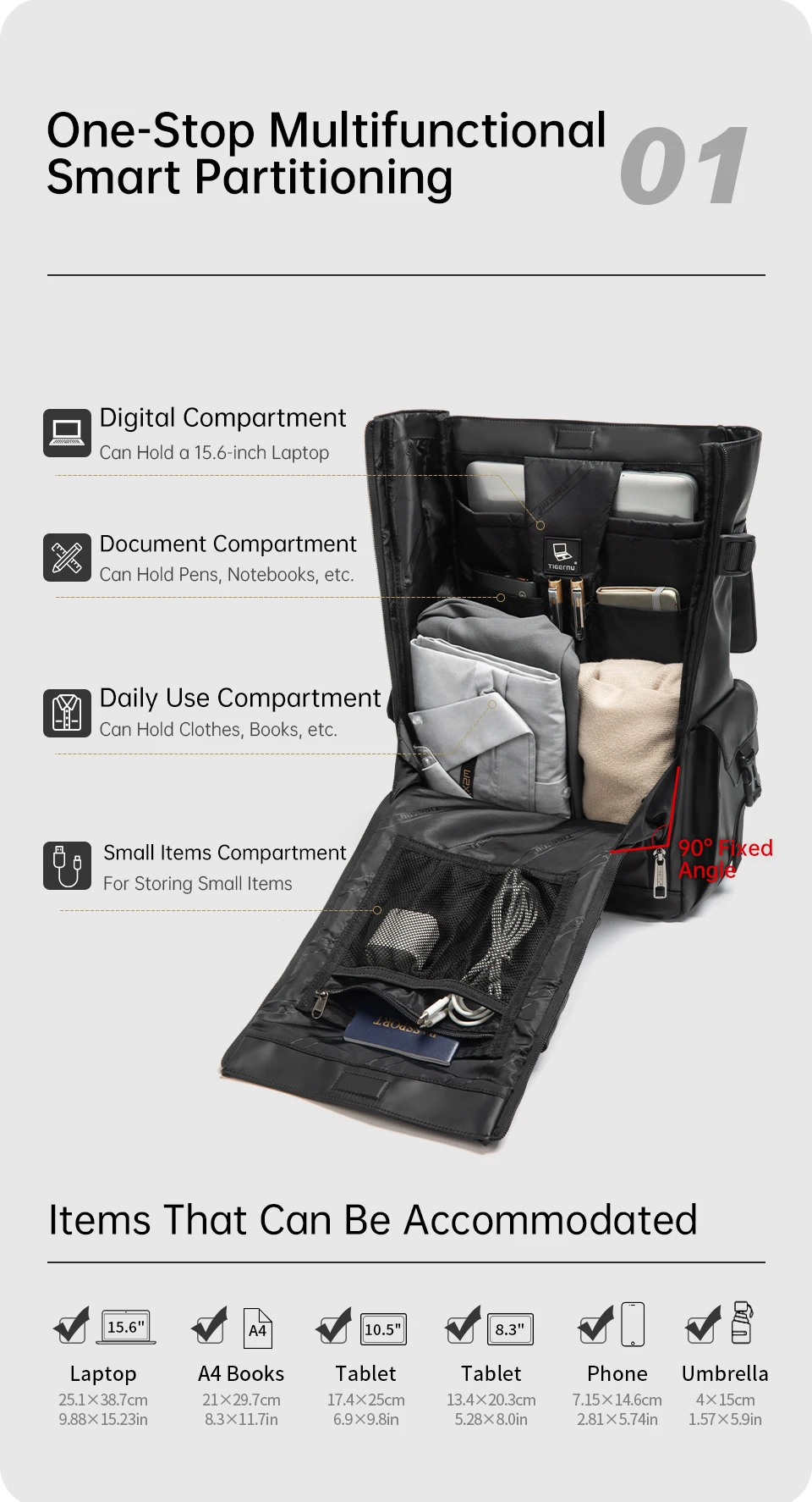 Tigernu Herren Rucksack Jugend Schulrucksäcke Mode Kabinenrucksack für Männer 15,6 Zoll Laptop Rucksäcke Reise Mochilas Rucksack – Detail 5