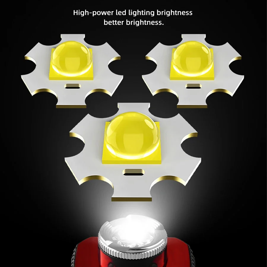 強力なLED誘導ヘッドランプ,USB充電式,懐中電灯,釣りランタン,1200mAhバッテリー,3LED, 2000lm