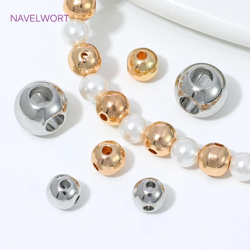 KC Gold Plated 4 Holes Round Spacer Beads For Jewelry Making,Beads Separators,Brass Loose Beads,DIY Beading Making Findings view 3