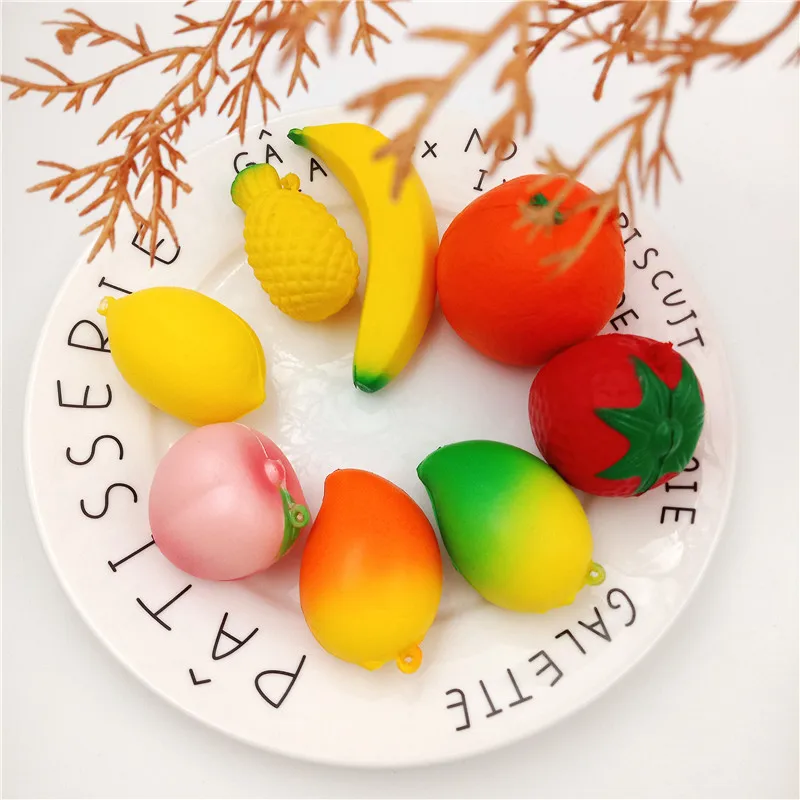 

Cute Simulated Fruit Series PU Slow Rebound Toys Creative Soft Pinch Music Fidget Toy Children Adult Decompress Venting Toys