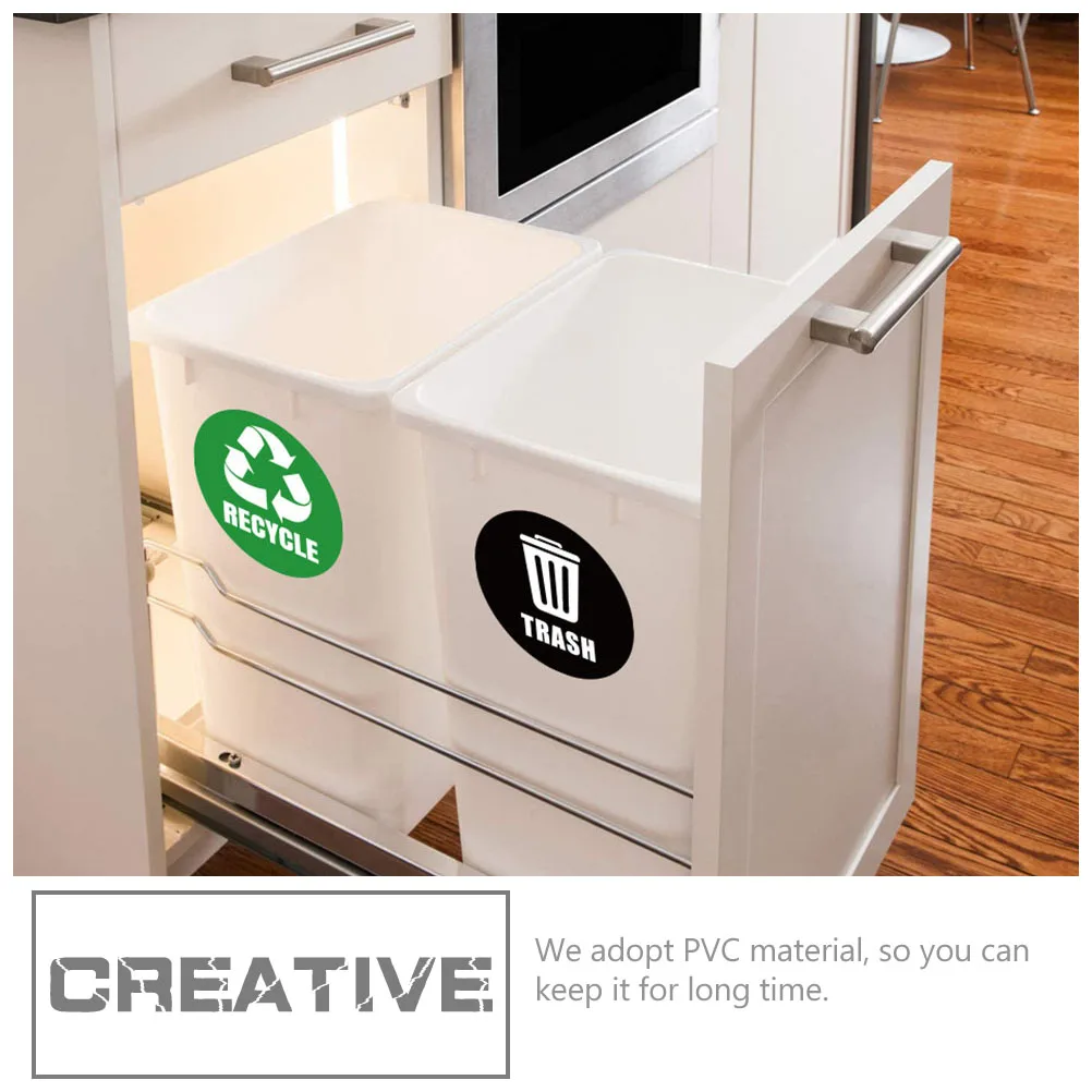 2 Bags Garbage Sorting Stickers Bin Waterproof Recycling Rubbish Can Classification Labels Trash Recycle Sign