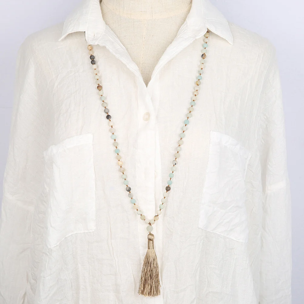 

1Pcs Natural Beads Necklace Neck Pendant Simple Chic Neck Chain Women Jewelry Gift Beads Necklace