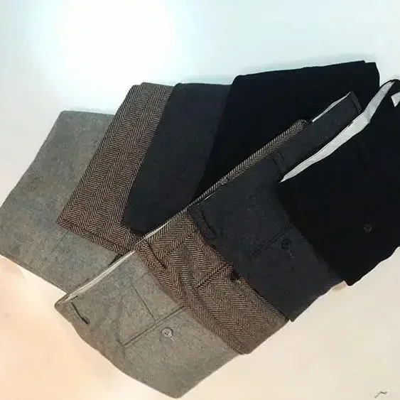 Pantalones de espiga para hombre, ropa Retro de Tweed de lana, talla grande, P78, otoño e invierno, 2024