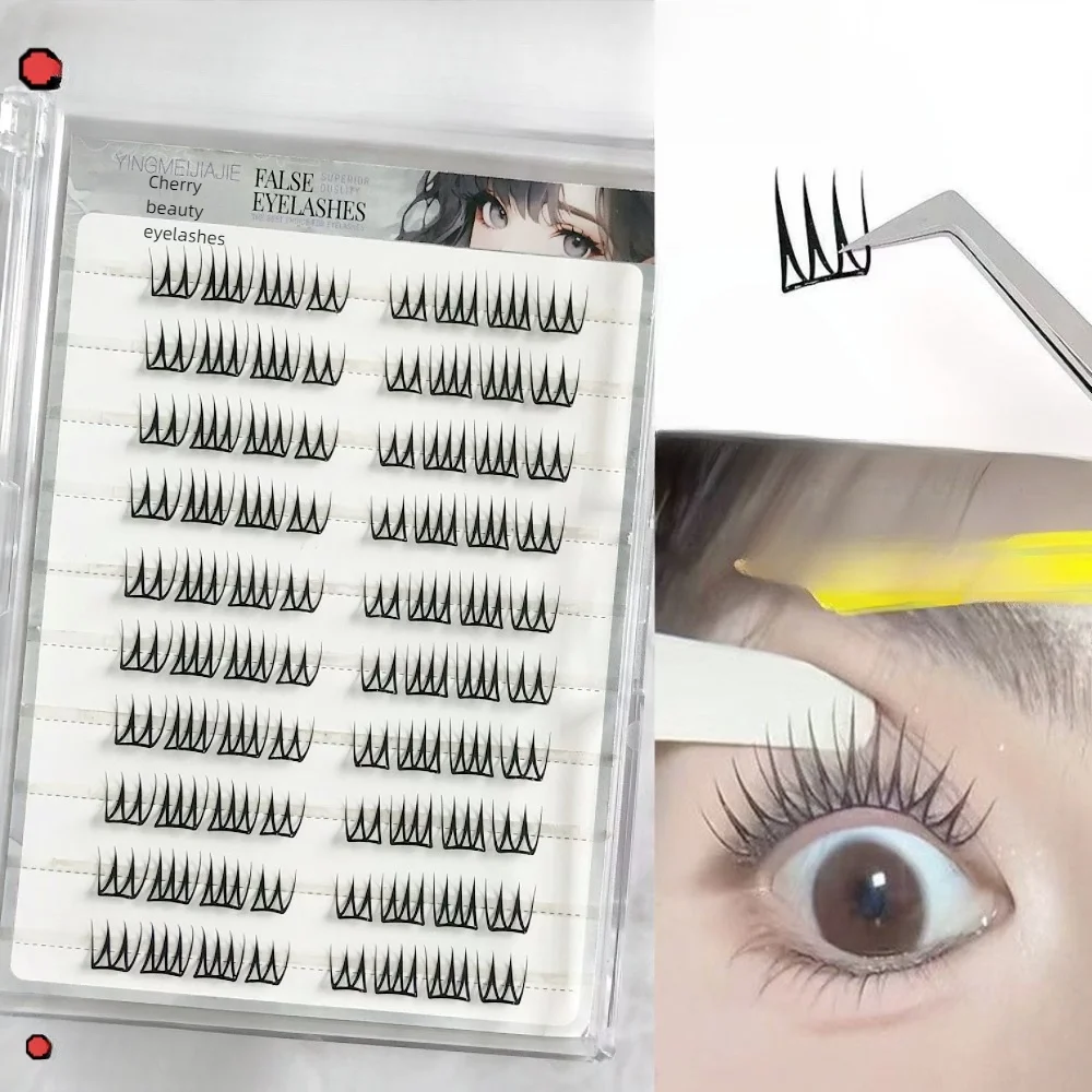 Ciglia a grappolo autoadesive senza colla a forma di U Idolo coreano segmentato Uso quotidiano Trucco per occhi soffice impermeabile adatto ai principianti fai-da-te