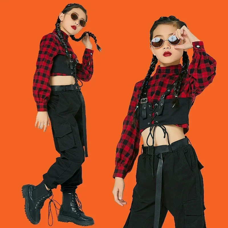 Hip Hop Pants For Kids Jazz Costumes Coat Pnats Belt Gifts Performance Street Dance Dresses Modern Dancing Girls Coat Skirt Ves