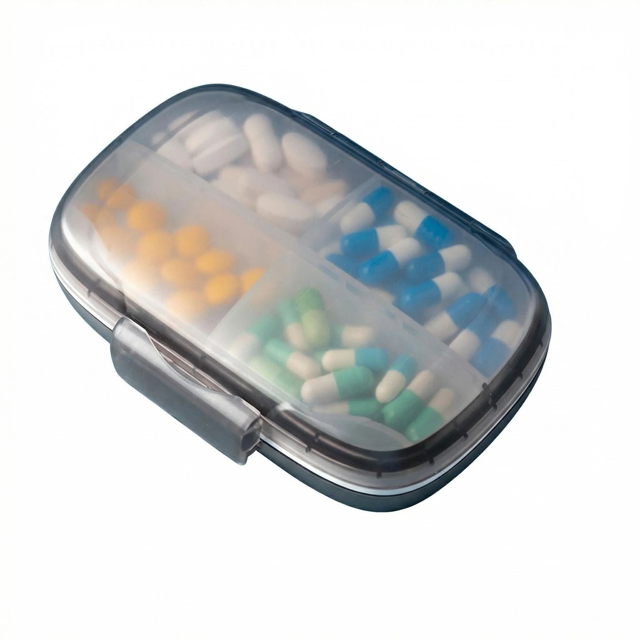 

7 Compartment Pill Organizer Portable Weekly Pill Case Antibacterial Medication Holder Water Resistant Travel Container with Sec