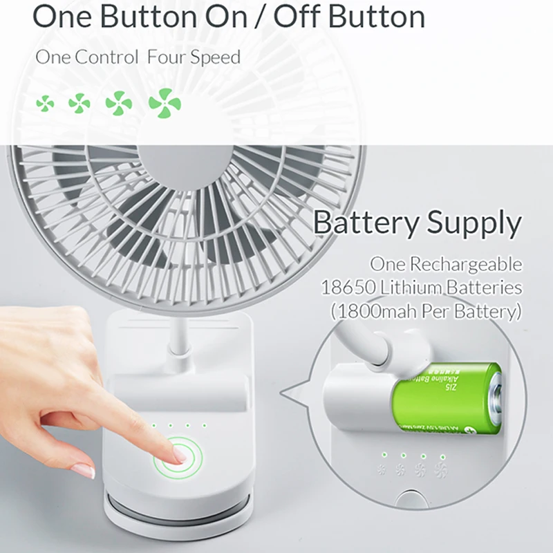 Xiaomi Youpin Clip Lazy Fan Portable 4 Speed Silent Mini Cooling Desk Fan 1800mAh Summer Student Electric Wireless Stroller Fans