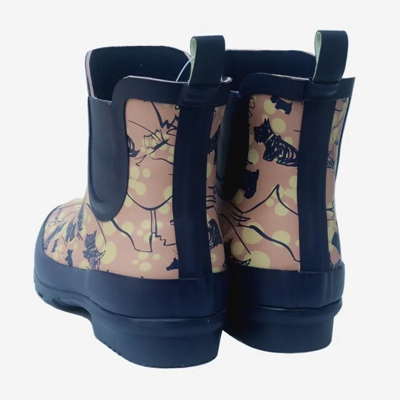 Puppy Pattern Rubber Rain Boots Women Galoshes Lady Fashion Short Tube Rain Shoes  Anti-skid Rubber Shoes