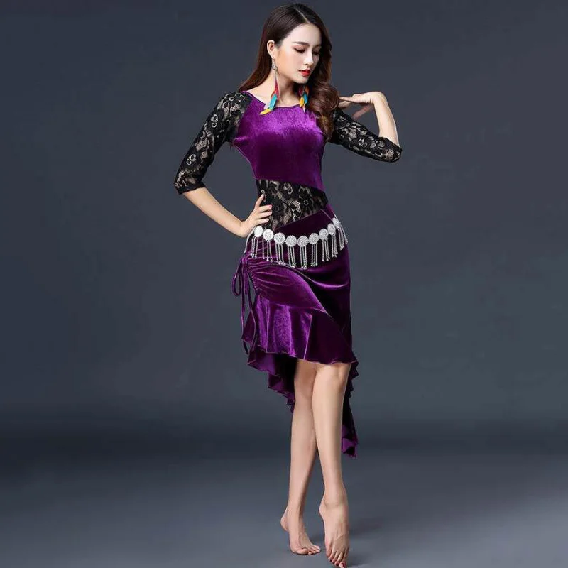 Adult Latin dance dress skirt fringed dress nightclub stage costume Chacha rumba Tango Belly Dance Costume