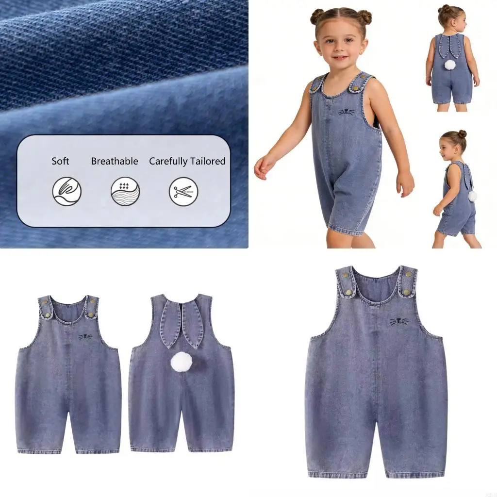 

Комбинезон весеннего фестиваля для малышей с вышивкой кролика и забавным праздничным нарядом с шариковым хвостом, комбинезон