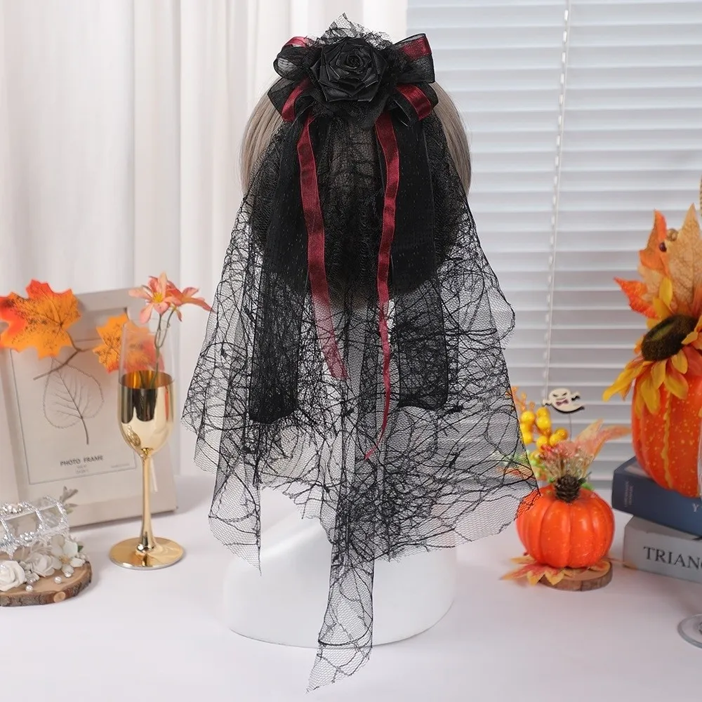 

Portable Breathable Halloween Hairpin Comfortable Elegant Hair Accessories Black Fashion Gothic Head Veil Wedding