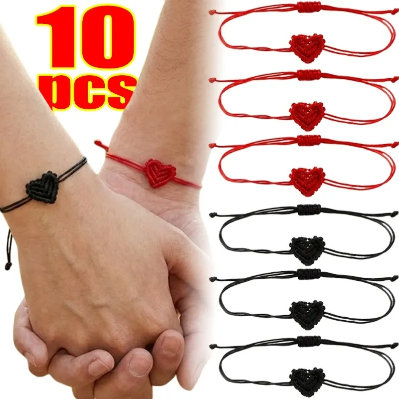 

1/10 шт. браслет на день Святого Валентина ручной работы плетеное сердце регулируемые браслеты для пар для пар подруги подарки DIY аксессуары