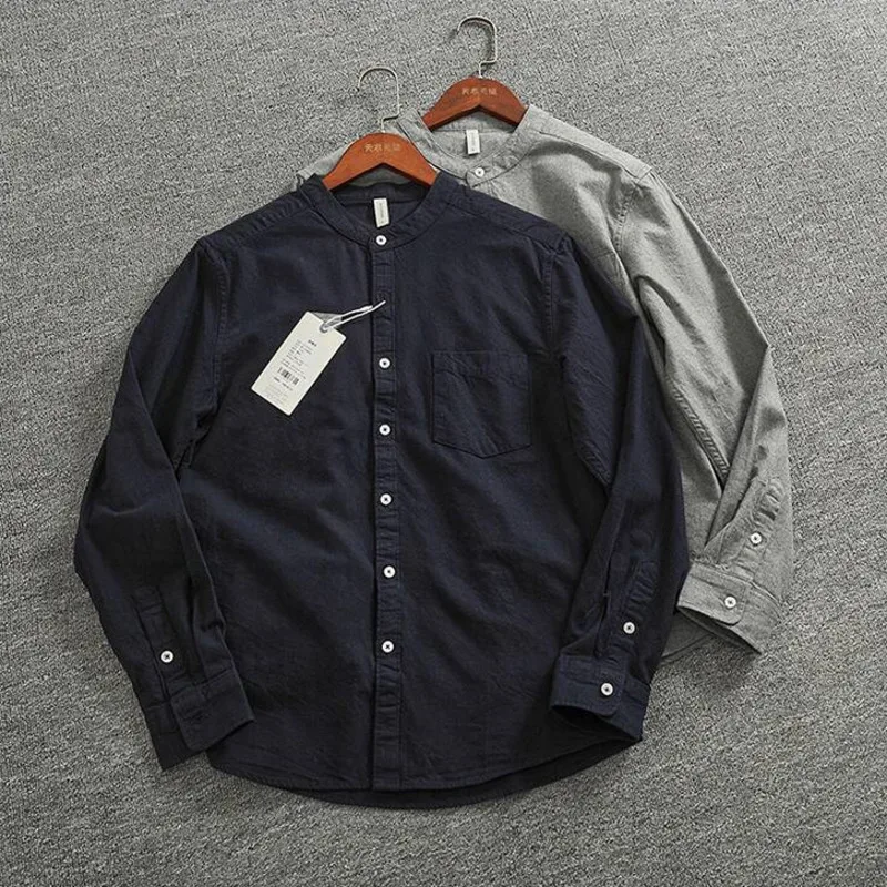 

Осенняя мужская рубашка на пуговицах с длинными рукавами, повседневная приталенная базовая рубашка на пуговицах из чистого хлопка с нагрудным карманом, повседневная одежда
