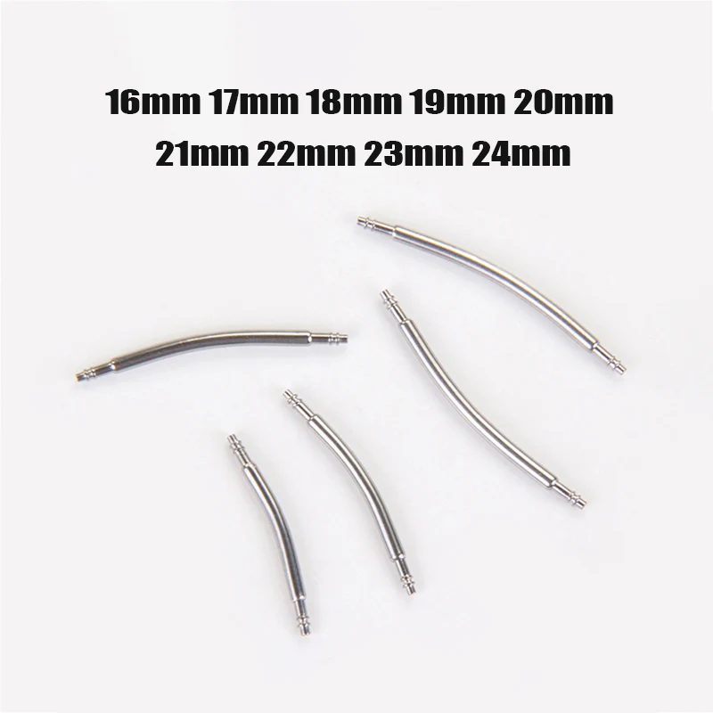 10 buah batang pegas melengkung Dia 1.5mm 1.8mm pin Tautan tali jam tangan cocok lebar 16mm-24mm 316L Tautan tali jam melengkung baja tahan karat