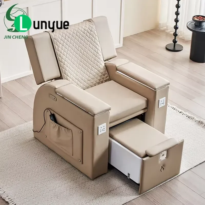 Luxury Electric Foot Therapy Massage Chair Integrated Spa Sofa for Beauty Nail Bar with Eyelash Extension Area