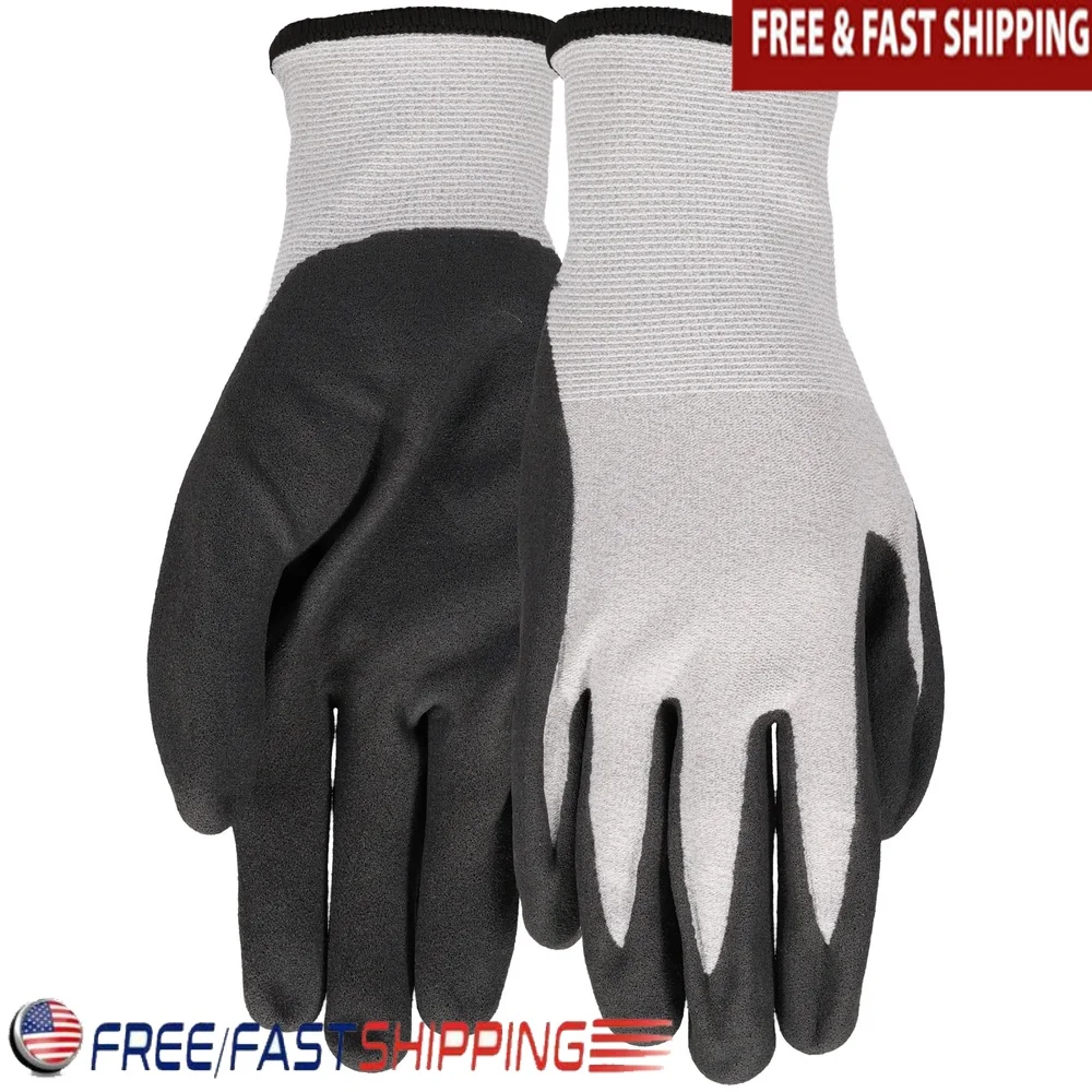 

Cut Resistant Gloves Large Pair Sandy Nitrile Coating Non-Slip Safety Cuff Comfortable Fit Dexterity Durable Gardening