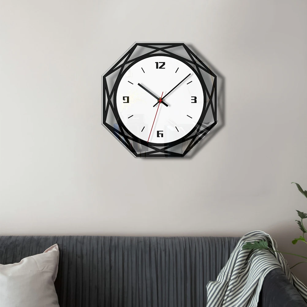 

Creative Geometric Shape Silent Acrylic Wall Clock Big Numbers Easy To Read Home Bedroom Office Decorative Wall Hanging Clock
