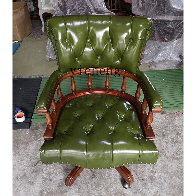 DD  Computer Chair Home Office Adjustable Conference Executive Chair Solid Wood Genuine Leather Boss Chair