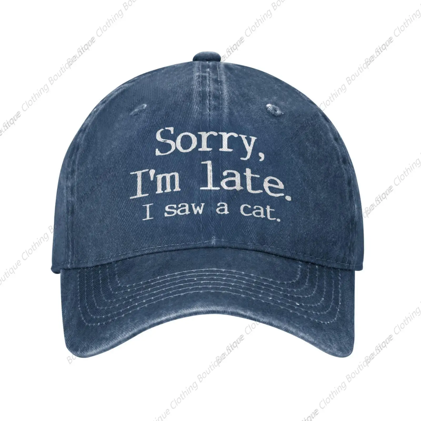 Hats for Women Sorrys I'm Late I Saw A Cat Ball Hats for Women Caps Navy Blue