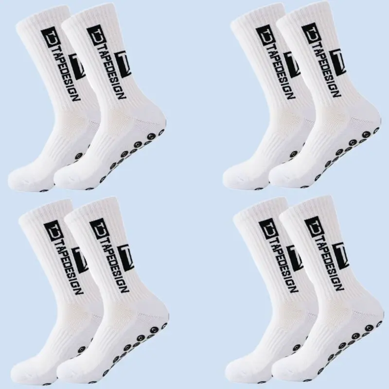 4 Pairs New Anti Slip Top Quality Men Football Socks With Mid Calf Anti Slip Football Sports Bike Sports Men's Casual Socks