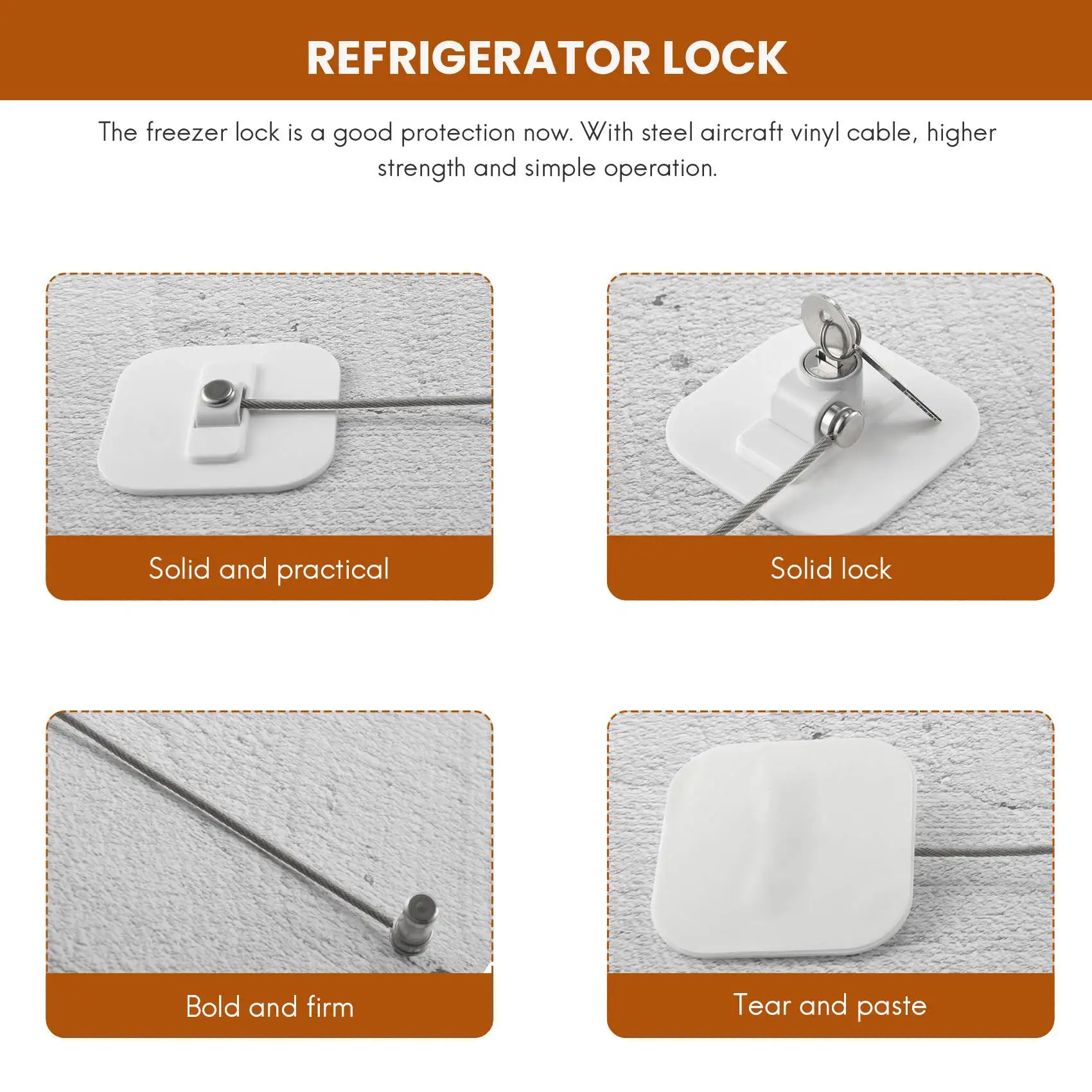 Cerradura de refrigerador con llave para seguridad de niños, candados para refrigerador, bloqueo de congelador para nevera y Cabinets-1Pack