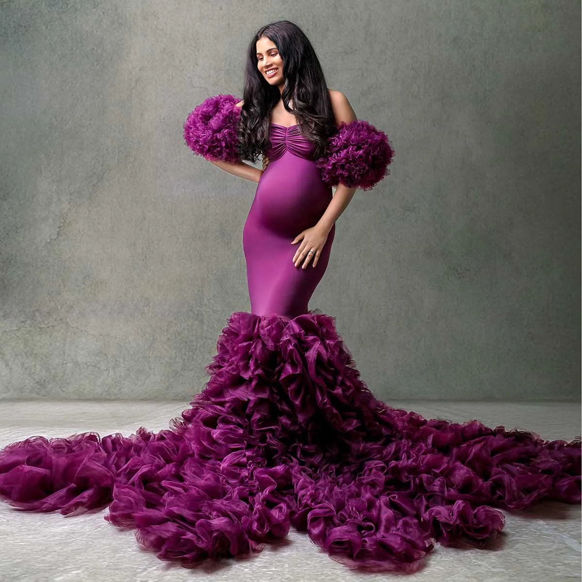 purple mermaid maternity dress purple mermaid maternity dress Lavender Ruched Mesh One Shoulder Maternity Maxi Dress