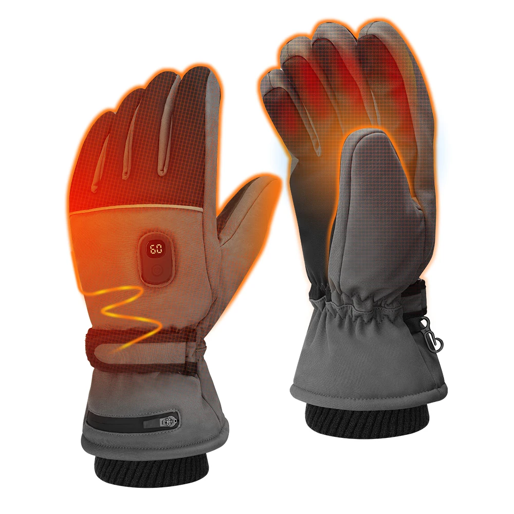 

Winter Ski Electric Heated Gloves Men Women 3000mah Batteries Rechargeable Heating Windproof Motorcycle Electric Heated Gloves