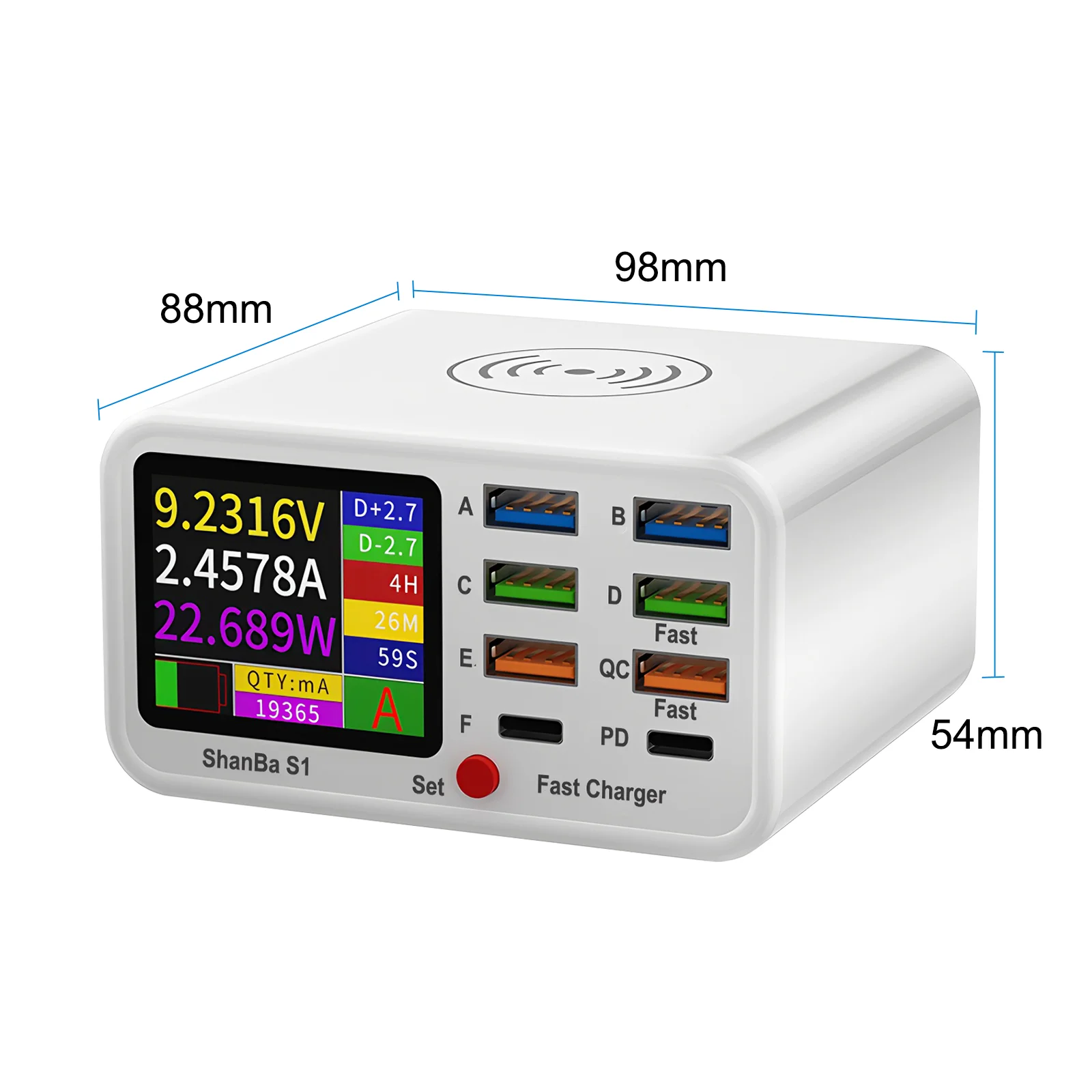 Multifunktions-USB-C-Schnellladegerät, 8-Port-Desktop-Ladegerät, Typ C PD3.0, PPS QC3.0, 15 W, schnelles kabelloses Ladegerät für MacBook-Telefon