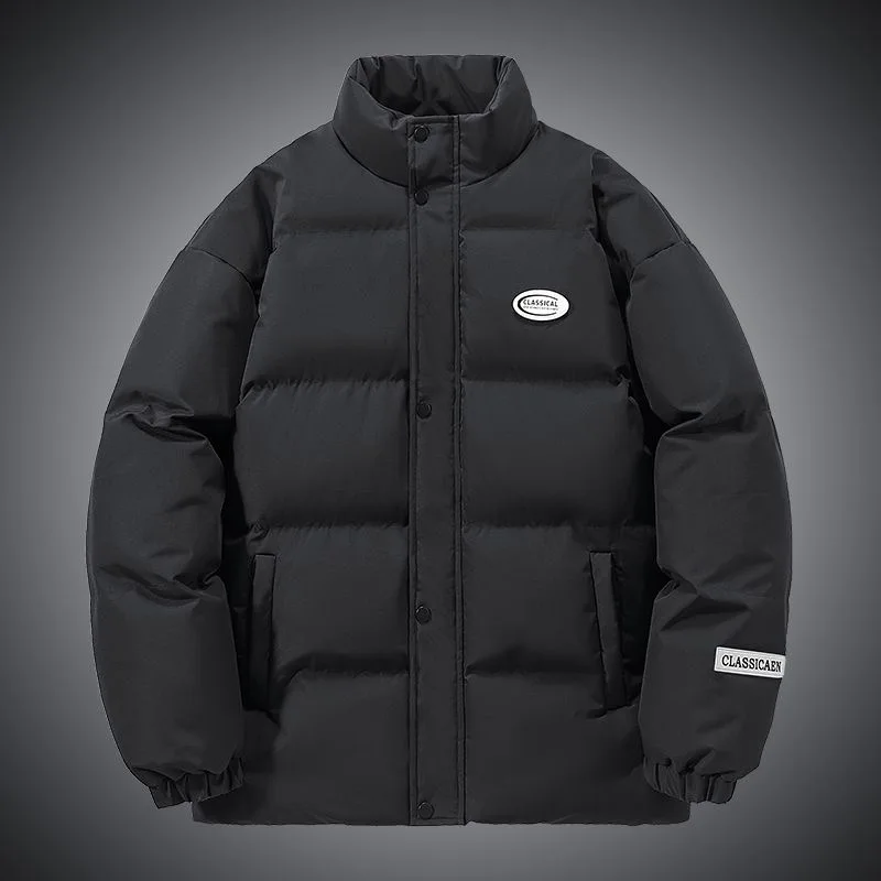 2024 Autumn and Winter New Fashion Warm Solid Color Large Size Cotton-Padded Jacket Men's Casual Loose Windproof Thick Coat 4XL