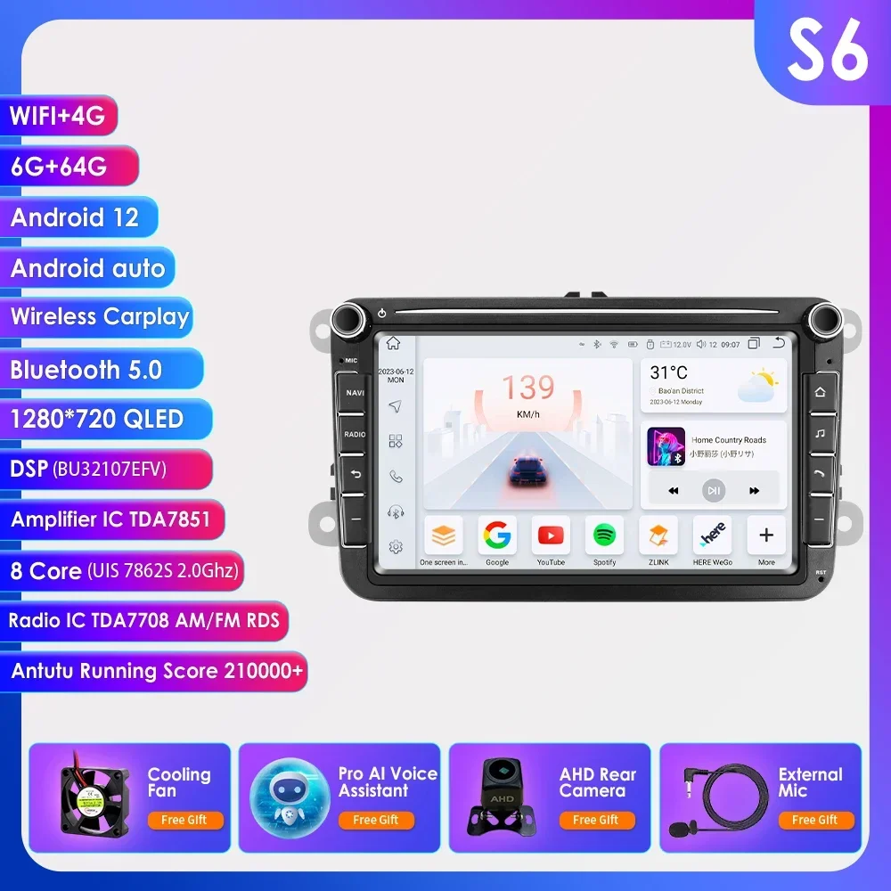 Android Auto Radio Stereo Multimedia Speler Audio Gps Navi Voor Vw Amarok Caddy Golf 5 6 Plus Gti R Rabbit Skoda Yeti Octavia Seat