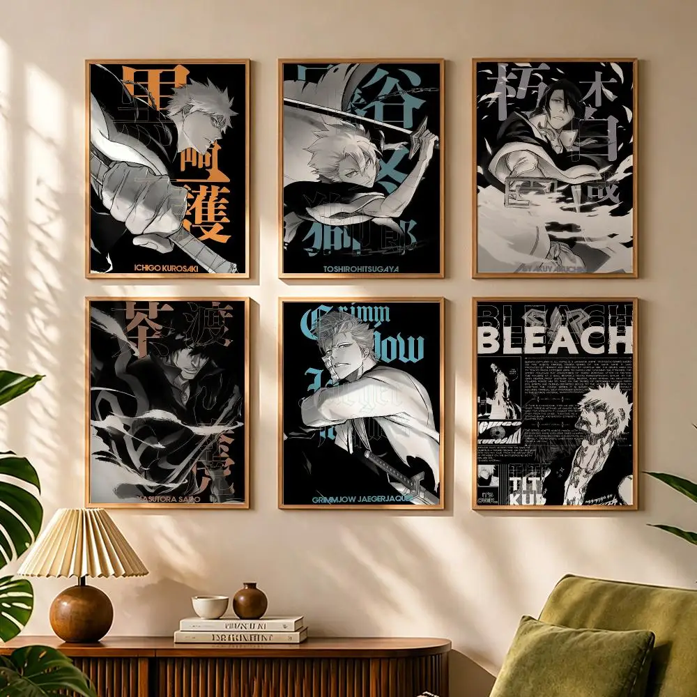 Póster HD de Lienzo con Caligrafía y Pintura de Anime B-bleach, Impresión de Arte de Pared Resistente al Desvanecimiento y al Agua para Decoración del Hogar