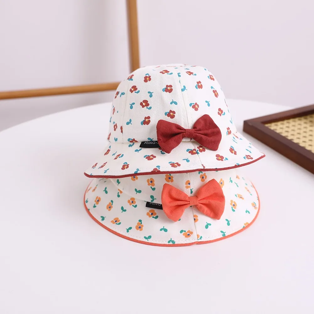 

Soft Korean Style Flower Bucket Cap Bowknot Wide Brim Empty Top Sunhat Cotton Anti-UV Baby Shading Hat Baby