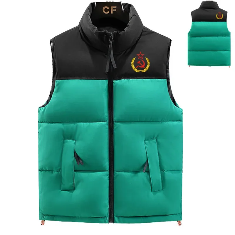 2023 Winter down vest men\'s jacket CCCP logo print High quality Thicken warm down jacket casual sports cotton jacket for men