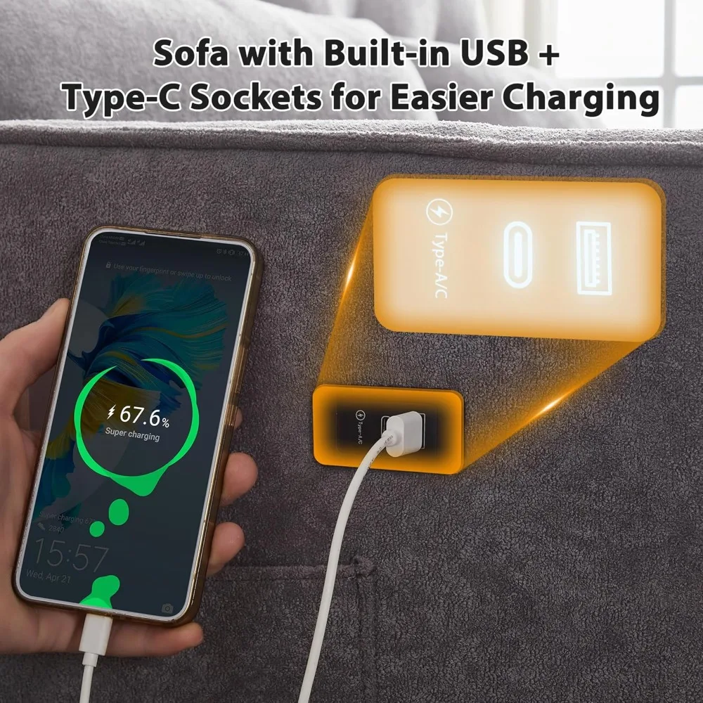 أريكة سرير، أريكة قابلة للسحب 3 في 1، نائمة بمقعدين مع جيب جانبي، أريكة غرفة المعيشة مع مسند ظهر قابل للتعديل