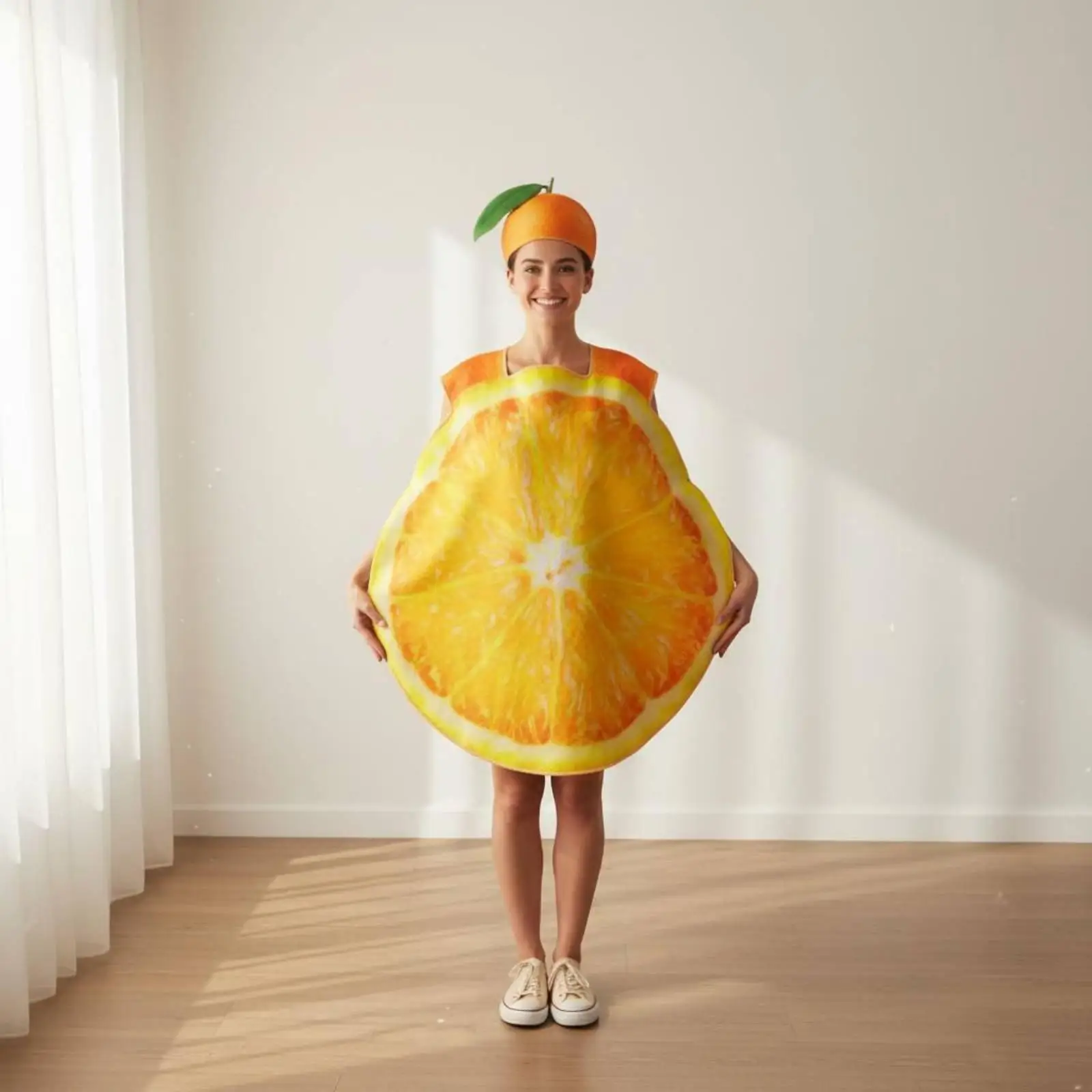 Adult Orange Costume Creative Cosplay Fruit Outfit Easy Transformation for Halloween Party and Stage Accessories