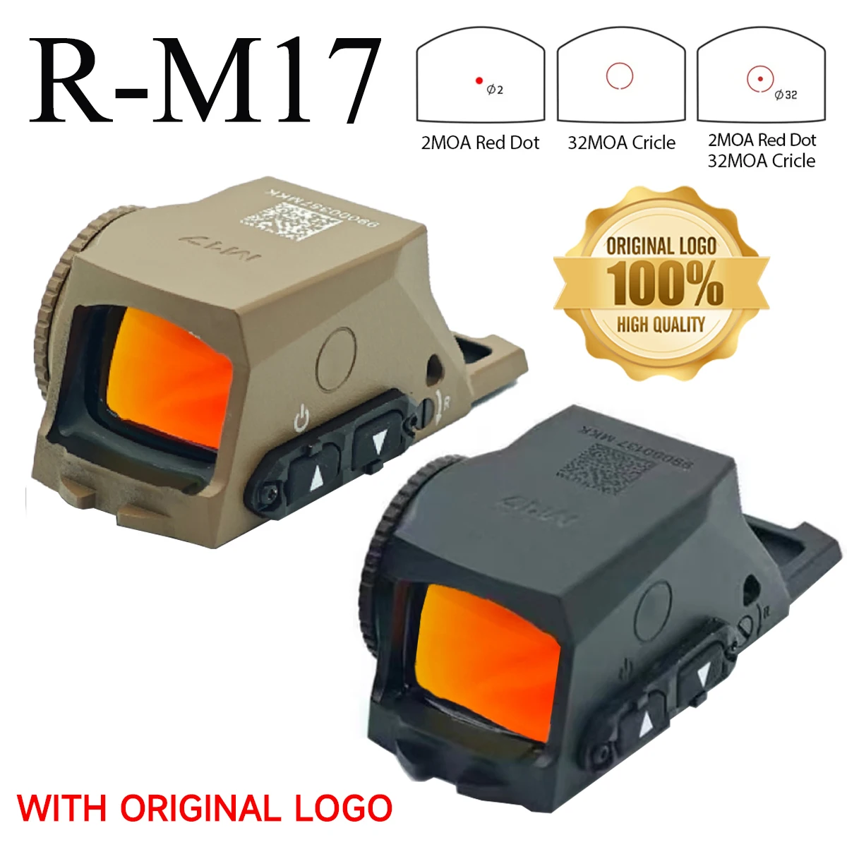 オリジナルNEW R-M17タクティカル密閉型リフレックス光学レッドドットサイト1x24mmマルチコーティングサイトM17 M18ハンティングアクセサリービューファインダー