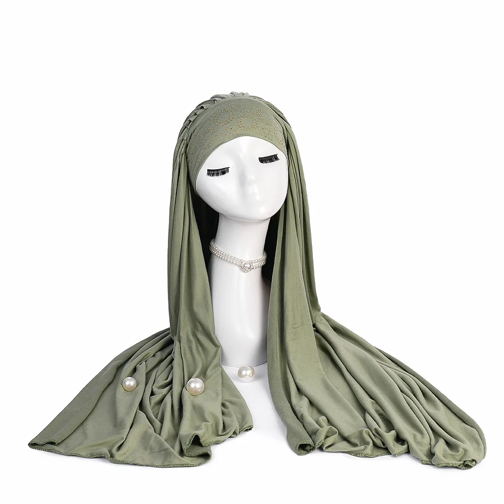 Solid Color Scarf High Quality Abraded Circle Hot Diamond Women's Ethnic Headscarf