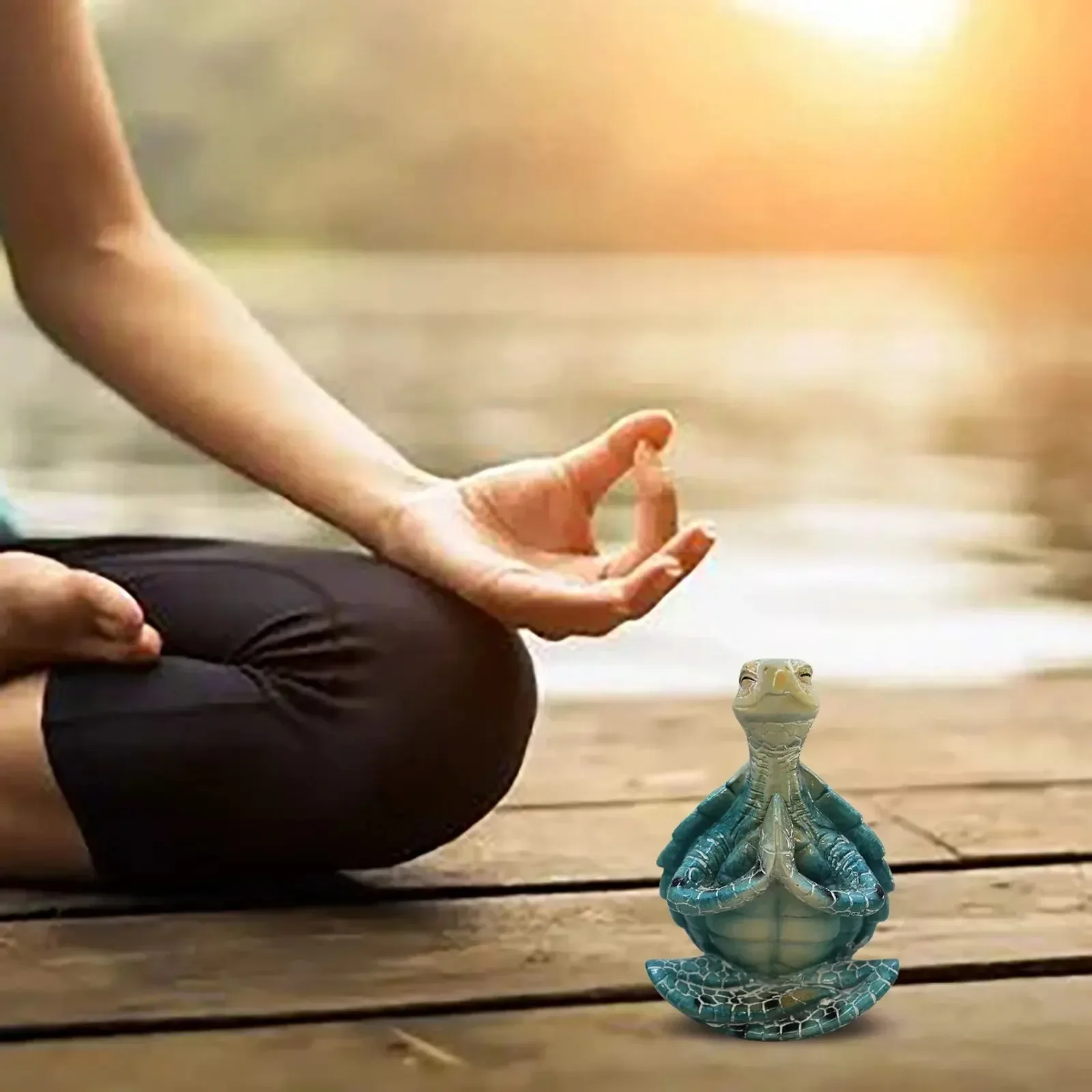 Yoga Sit Meditation Sea Turtle Artwork Decorations Mini Meditation Desktop Decor Buddha Zen Yoga Frog Garden Statue Ornament