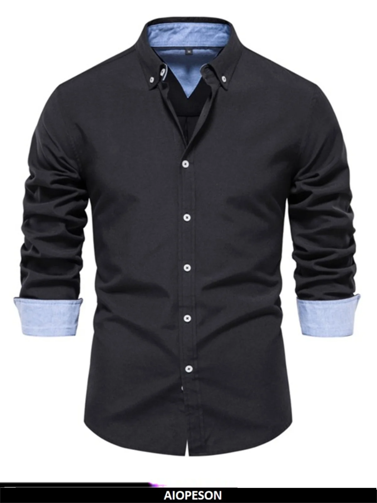 

Slim Fit Long Sleeve Pure Color Shirt Youthful Trendy European Style Casual Shirt for Autumn Season Other Occasions