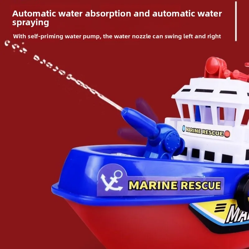 يتميز نموذج القارب الماري الكهربائي للإنقاذ المحيطي للأطفال على أضواء LED والموسيقى ووظائف رذاذ الماء لعبة حمام حمام السباحة للأطفال #3
