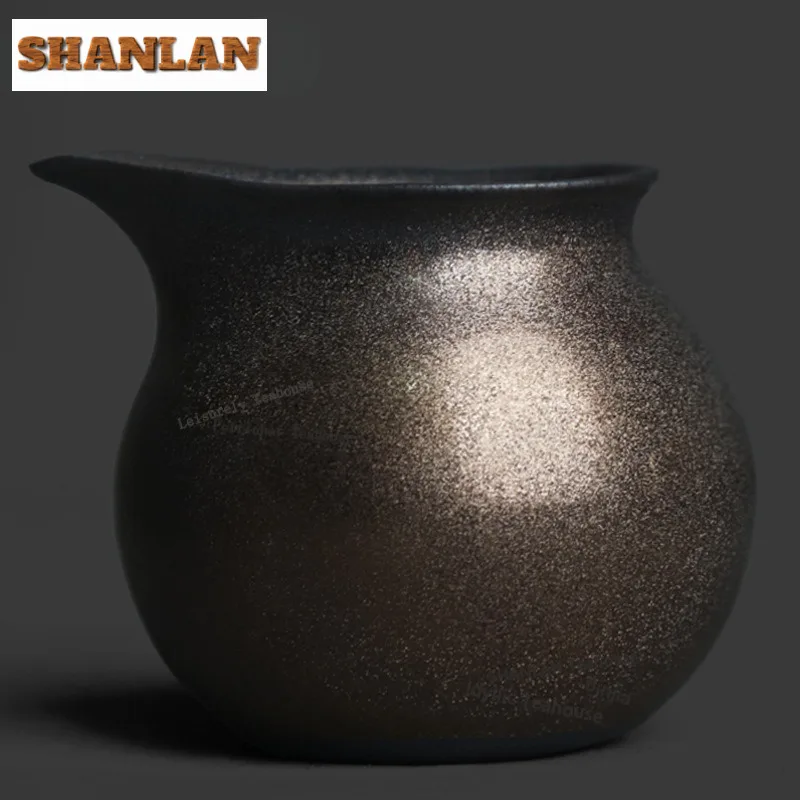 

Чайник для заваривания чая с ручкой, 230 мл, черный, с золотым декором, в стиле фамбе, для чая улун, посуда для чаепития