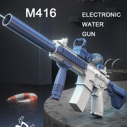 Pistola de agua eléctrica M416, juguete de tiro de 280ML, diversión al aire libre en la playa, regalo para niños, niños, niñas y adultos con tanque de almacenamiento expansible