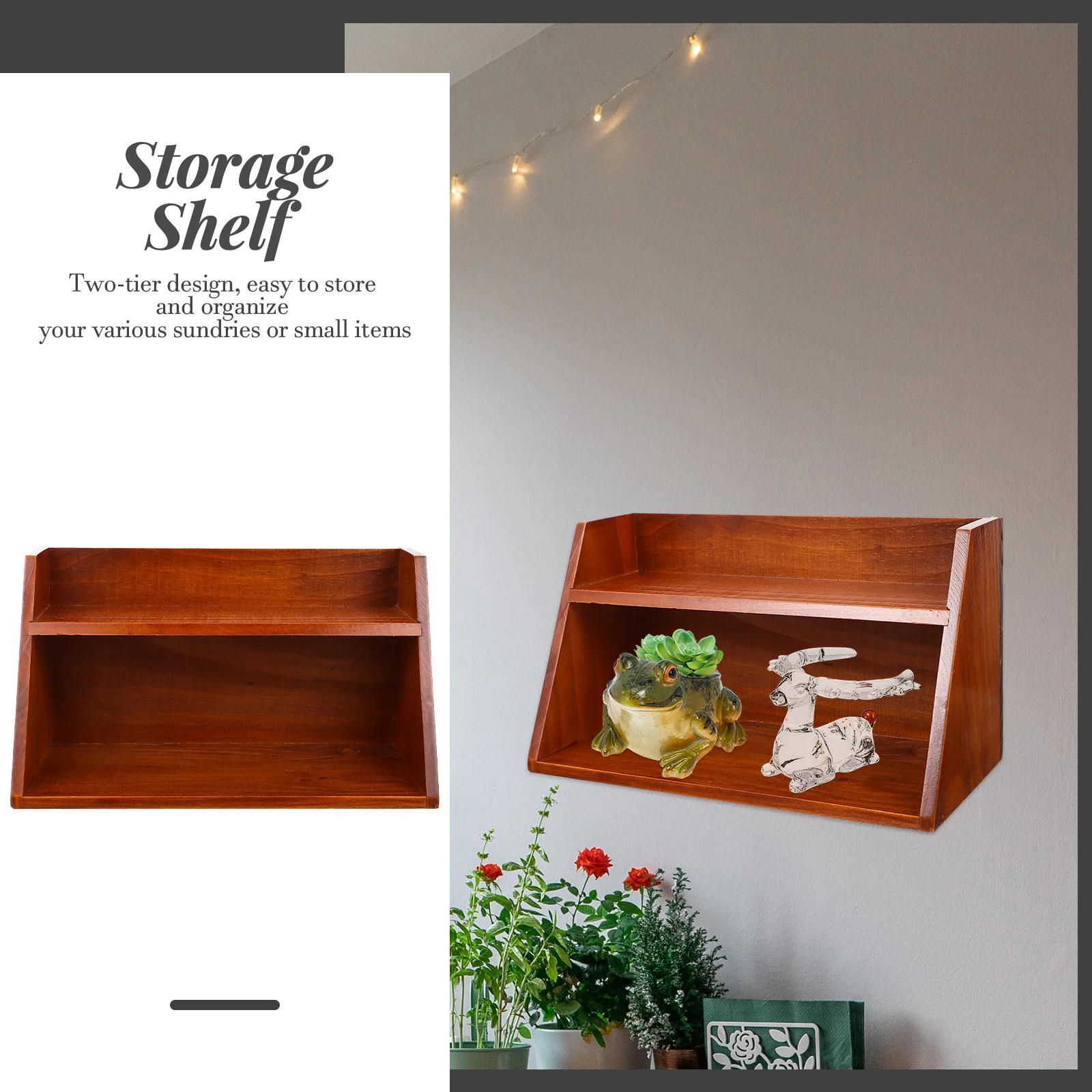 

Desktop Storage 3-Layer Multi-Purpose Storage Rack Double-Tier Wooden Shelf Cube Organizer Multi-purpose Holder Farmhouse Decor