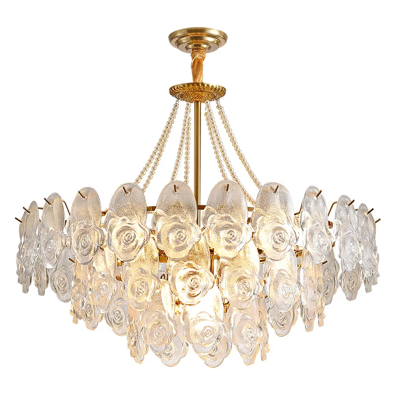 

French light luxury, living room chandelier, modern hall main light, new creative cream style