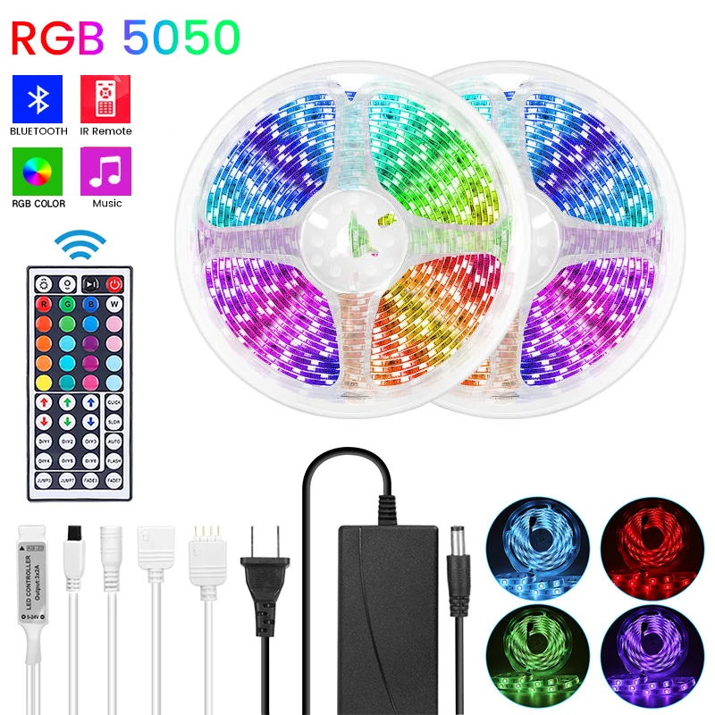 RGB Led Strip Lights 12V RGB Led Tape 5050 Led Lights For Room Diode Tape With Bluetooth For TV Backlight Bedroom Decoration