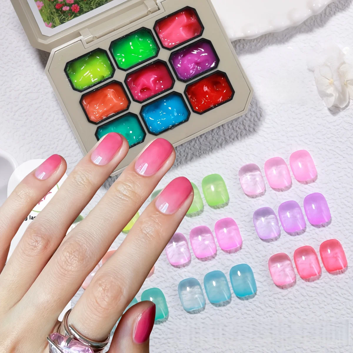 

1 шт., радужный твердый гель-лак для ногтей, прозрачный стеклянный гель-лак для дизайна ногтей, УФ- и светодиодный художественный крем, фототерапия, стиль Ins
