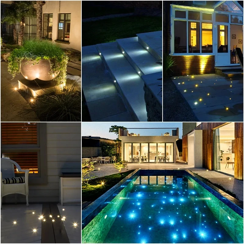 LED Underground Light IP68 Stainless Steel Underwater Lamp Outdoor Mini Low Voltage Star 0.3w Embedded Stair Step Decor Lighting